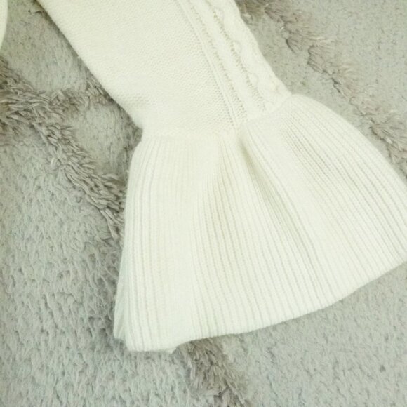 Eliza J Knit Sweater Dress Womens Large White Bell Sleeve Nordic Scandinavian - Picture 3 of 13